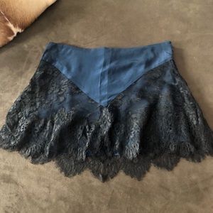 Blue skirt with black lace details